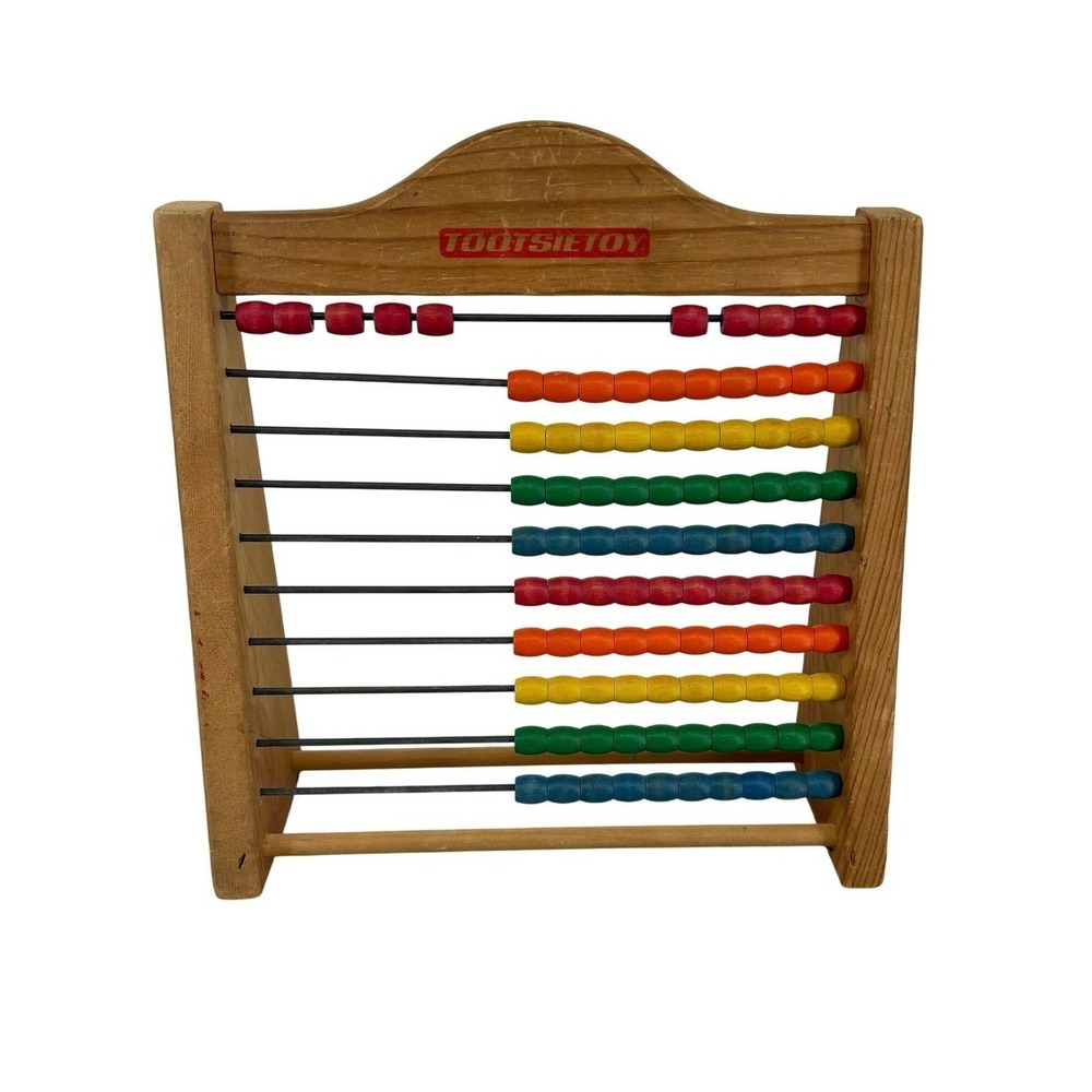 Vintage TootsieToy Wooden Abacus Beads Counter Toy Educational Learning